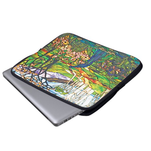 Wasserfall Iris Birch Tiffany Glasfenster Laptopschutzhülle (Vorne Knopf)