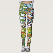 Wasserfall-Iris-Birke Tiffany beflecktes Glas Leggings (Vorderseite)