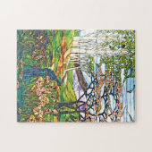 Wasserfall Iris Birke Tiffany Buntglas Vintage Puzzle (Horizontal)