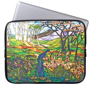 Wasserfall-Iris-Birke-Tiffany-Buntglasfenster Laptopschutzhülle