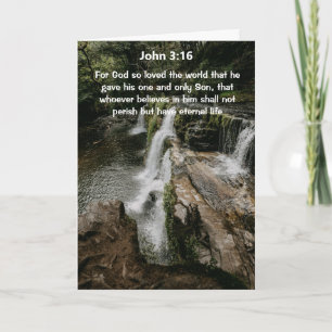 Wasserfall John 3:16 Bibelvers Grußkarte Karte
