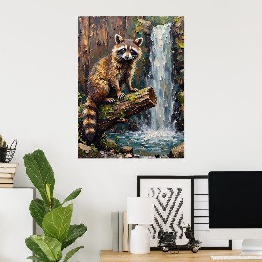 Wasserfall-Kante: Ein Raccoon's Stance Poster (Heimbüro)