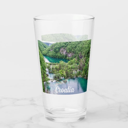 Wasserfall-Kaskade im Park der Plitvice Seen, Kroa Glas (Rückseite)