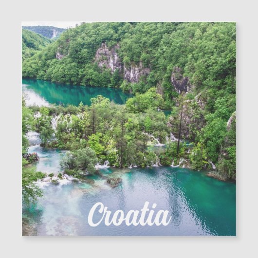 Wasserfall-Kaskade im Park der Plitvice Seen, Kroa Magnetkarte (Vorderseite)