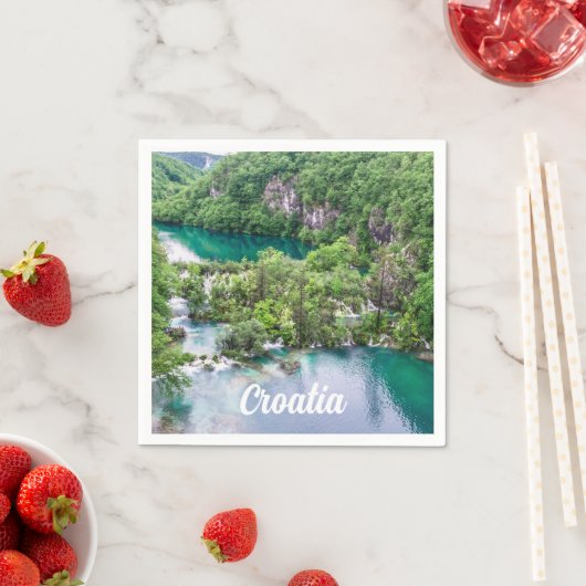 Wasserfall-Kaskade im Park der Plitvice Seen, Kroa Serviette (Beispiel)