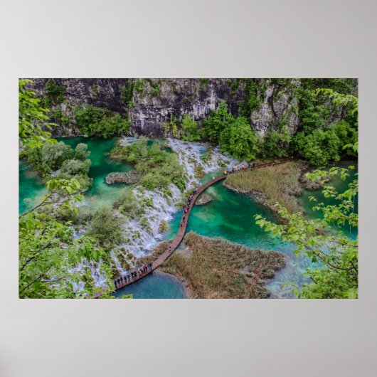 Wasserfall Kaskade im Park der Plitvicer Seen Poster (Vorne)