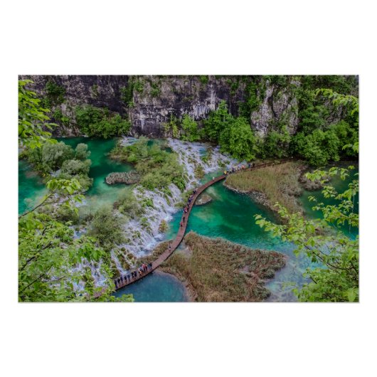 Wasserfall Kaskade im Park der Plitvicer Seen Poster (Vorderseite)