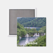 Wasserfall Kaskade mit grünem Wald in Kroatien Magnet (Vorderseite/Rückseite)