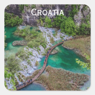 Wasserfall Kaskade Plitvicer Seen Park/Garten: Quadratischer Aufkleber