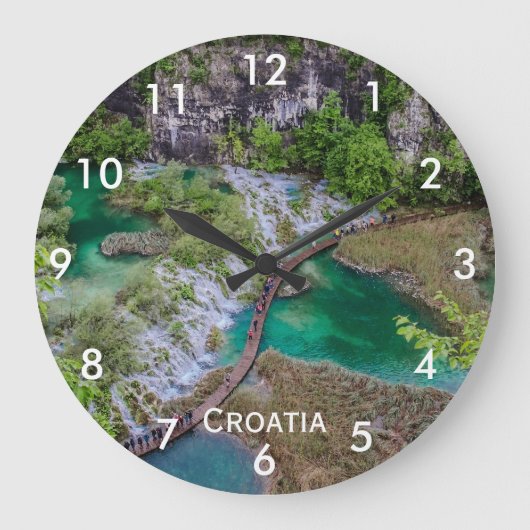 Wasserfall Kaskade Plitvicer Seen Park Kaffee Mu Große Wanduhr (Vorderseite)