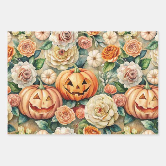 WASSERFALL-KLEINPUMPKINE UND AUTUMN-BLUME GESCHENKPAPIER SET (Vorderseite 3)
