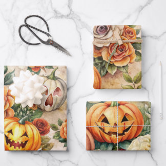 WASSERFALL-KLEINPUMPKINE UND AUTUMN-BLUME GESCHENKPAPIER SET
