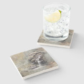 Wasserfall-Kunstwerk aus Felsgestein Steinuntersetzer (Seitenansicht)