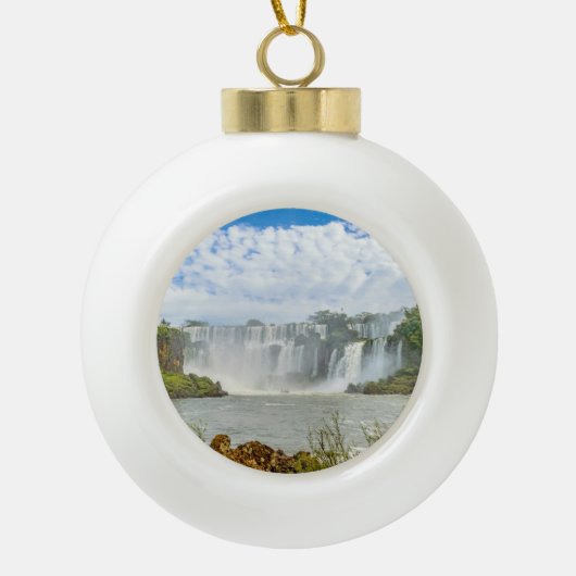 Wasserfall-Landschaft an Iguazu Park Keramik Kugel-Ornament (Vorderseite)