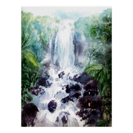 Wasserfall Landschaft Aquarellmauer Dekoration