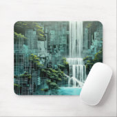 Wasserfall Landschaft Art Deco Mousepad (Mit Mouse)