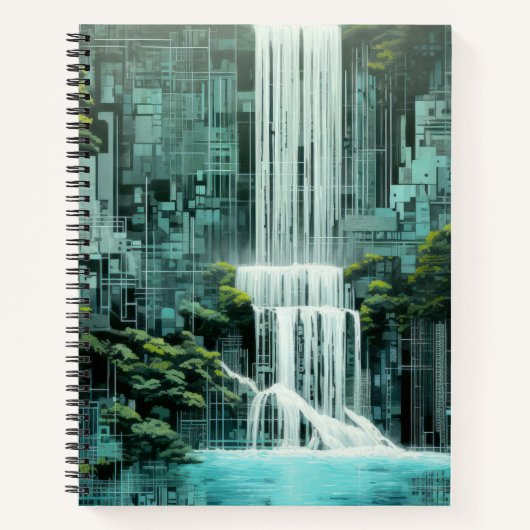 Wasserfall Landschaft Art Deco Notizblock (Vorderseite)