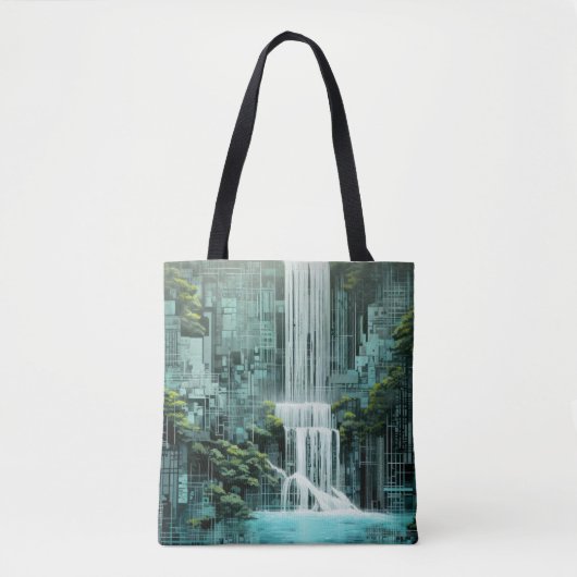 Wasserfall Landschaft Art Deco Tasche (Vorderseite)