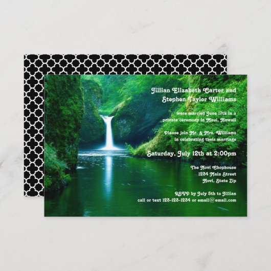 Wasserfall Landschaft Foto - 3x5Wedding Ankündigun Einladung (Vorne/Hinten)