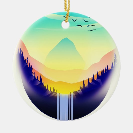 Wasserfall Landschaft Keramik Ornament (Vorne)