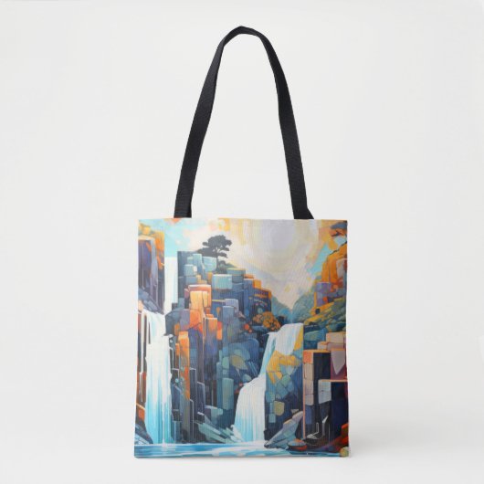 Wasserfall Landschaft Konzept Abstrakte Kunst Tasche (Vorderseite)