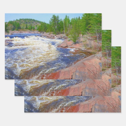 Wasserfall Landschaft Schöne Grüne Bäume Landschaf Geschenkpapier Set (Set)