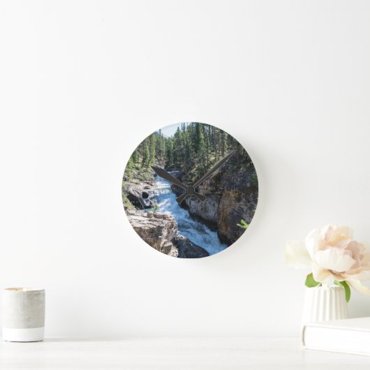 Wasserfall Landschaft, Stanley Falls Runde Wanduhr (Zuhause)