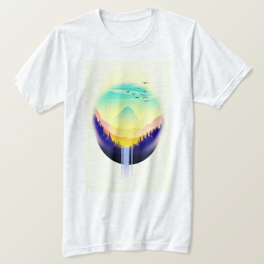 Wasserfall Landschaft T-Shirt (Design vorne)