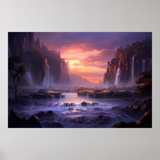 Wasserfall Majestic Schöne Landschaft Poster (Vorne)
