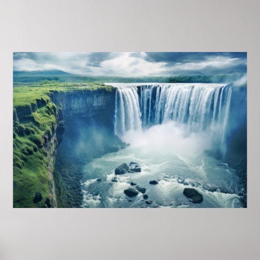 Wasserfall Majestic Schöne Landschaft Poster (Vorne)