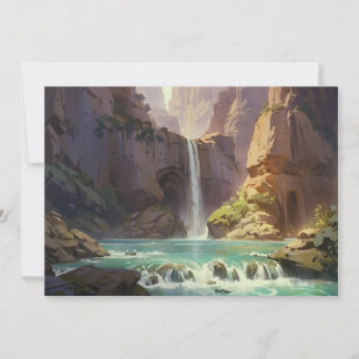Wasserfall Malergebirge Farbenfrohe Wasserströmung Feiertagskarte