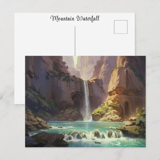 Wasserfall Malergebirge Farbenfrohe Wasserströmung Postkarte (Vorne/Hinten)