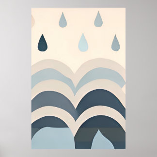 Wasserfall minimalistischer abstrakter Acrylkunstd Poster
