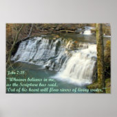 Wasserfall mit John 7:38 Poster (Vorne)