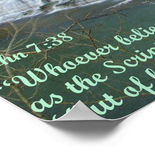 Wasserfall mit John 7:38 Poster (Ecke)