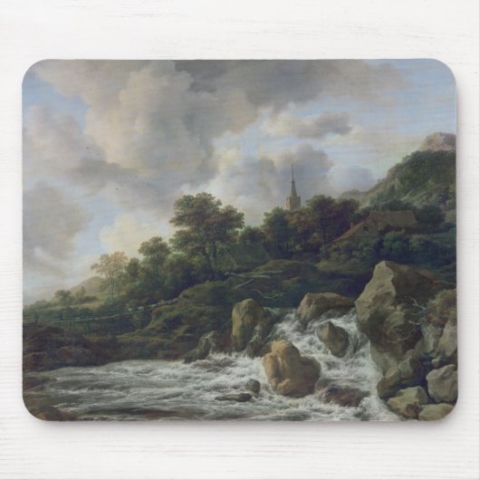 Wasserfall nahe einem Dorf, c.1665-70 Mousepad (Vorne)