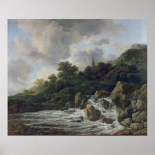 Wasserfall nahe einem Dorf, c.1665-70 Poster