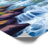 Wasserfall Natur Landschaft Gemälde Poster (Ecke)