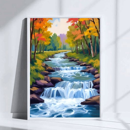 Wasserfall Natur Landschaft Gemälde Poster