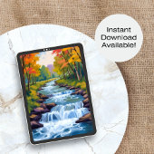 Wasserfall Natur Landschaft Gemälde Poster