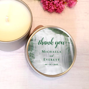 Wasserfall Natur Outdoor Hochzeit Vielen Dank Runder Aufkleber