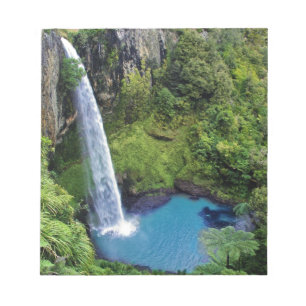 Wasserfall-Natur-Park-blaues Wasser-Waldschicksal Notizblock