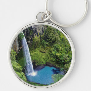 Wasserfall-Natur-Park-blaues Wasser-Waldschicksal Schlüsselanhänger