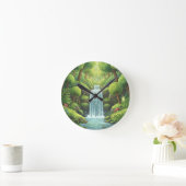 Wasserfall-Naturwall-Uhr - Neues grünes Design Runde Wanduhr (Zuhause)