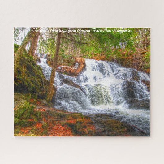 Wasserfall New Hampshire.Christmas Grüße Puzzle (Horizontal)