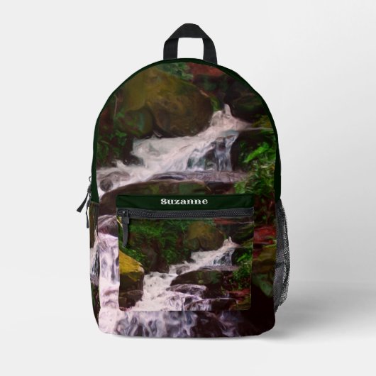 Wasserfall-Ölgemälde für kleine Wälder Personalisi Bedruckter Rucksack (Vorderseite)