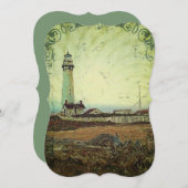 Wasserfall-Ölmalerei Vintager Leuchtturm Einladung (Vorne/Hinten)