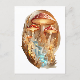 Wasserfall Papercut and Mushrooms Postweg Postkarte
