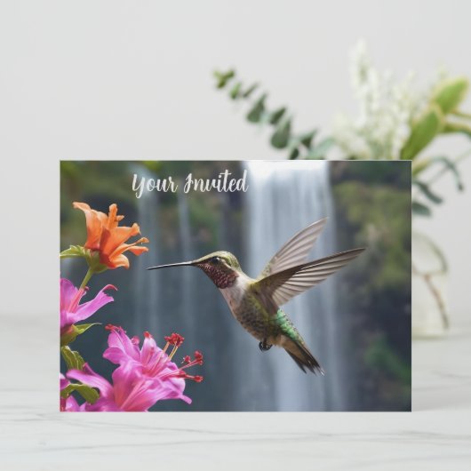 Wasserfall Park Hummingbird, Einladung (Stehend Vorderseite)