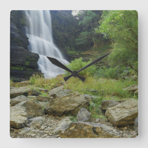 Wasserfall Quadratische Wanduhr